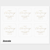 Eenvoudig Elegant Gold Calligraphy Script Christen Vierkante Sticker (Vel)
