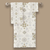 Eenvoudig Elegant Gold Folk Tegel Pattern Bad Handdoek