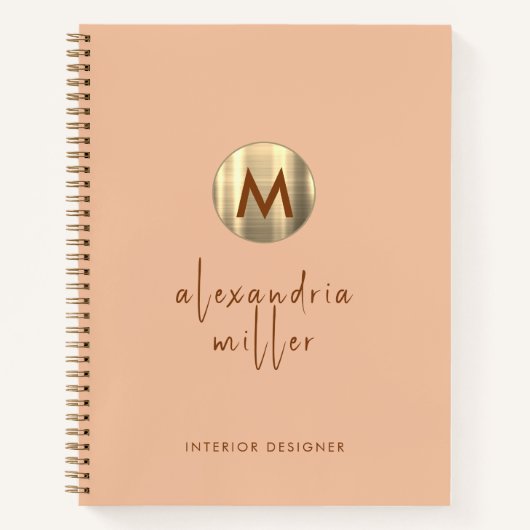 Eenvoudig Elegant Gold Monogram Notitieboek (Voorkant)