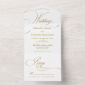 Eenvoudig Elegant Gold Script Weddenschap All In One Uitnodiging (Binnen)