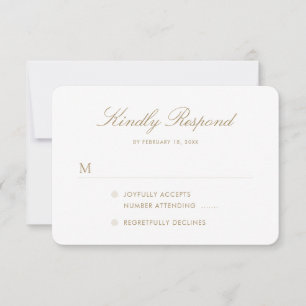 Eenvoudig Elegant Gold Script Weddenschap RSVP Kaartje