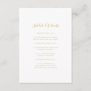 Eenvoudig Elegant Gold Wedding Schedule of Events Informatiekaartje