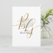 Eenvoudig Elegant Golden Initialen Weddenschap Bedankkaart (Staand voorkant)