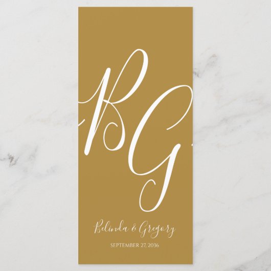 Eenvoudig Elegant Golden Initialen Weddenschap Menu (Achterkant)