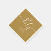 Eenvoudig Elegant Golden Initialen Weddenschap Servet (Hoek)