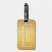 Eenvoudig Elegant Goud Geborsteld Metaal Monogramm Bagagelabel (Achterkant verticaal)