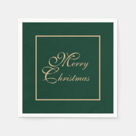 Eenvoudig Elegant Goud Script Groen Kerstpapier Servet