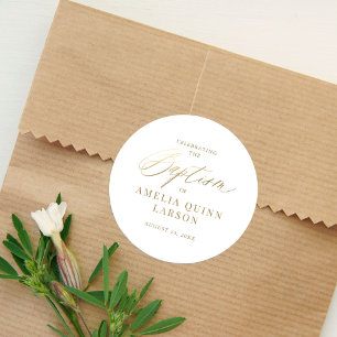 Eenvoudig Elegant Gouden Calligrafie Schrift Doopf Ronde Sticker
