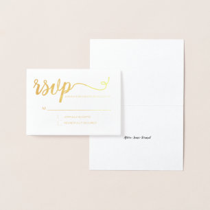 Eenvoudig Elegant gouden RSVP script event Folie Kaarten