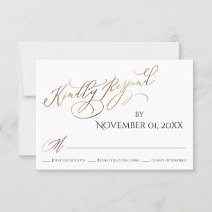 Eenvoudig, elegant, gouden type Kindly Reageren RSVP Kaartje