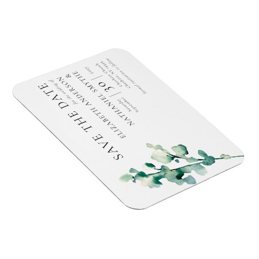 Eenvoudig elegant Greenery bewaar de datum van het Magneet (Rechterzijde)