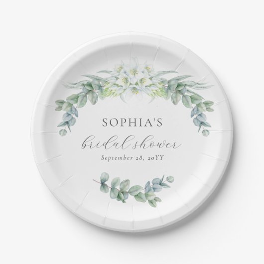 Eenvoudig Elegant Greenery Boho Script-Vrijgezelle Papieren Bordje (Voorkant)