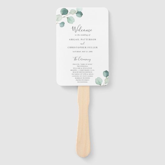 Eenvoudig Elegant Greenery Eucalyptus Wedding Prog Handwaaier (Voorkant)