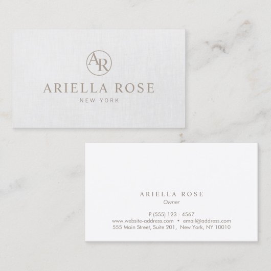 Eenvoudig Elegant Grey Professional Monogram Visitekaartje (Voorkant / Achterkant)