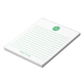 Eenvoudig Elegant Groen Gepersonaliseerd Monogram Notitieblok (Gedraaid)