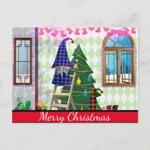 Eenvoudig elegant groen lef decor voor prettige ke feestdagenkaart