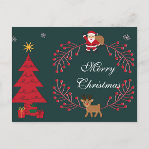 Eenvoudig elegant groen lef decor voor prettige ke feestdagenkaart