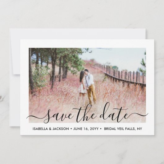Eenvoudig Elegant handgeschreven script 2 Photo We Save The Date (Voorkant)
