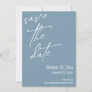 Eenvoudig Elegant Handschrift Schrift Stof Blauw Save The Date
