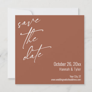 Eenvoudig elegant handschrift Terracotta Save The Date