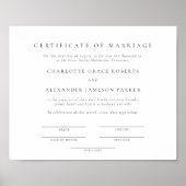Eenvoudig Elegant Huwelijk Certificaat Poster (Voorkant)