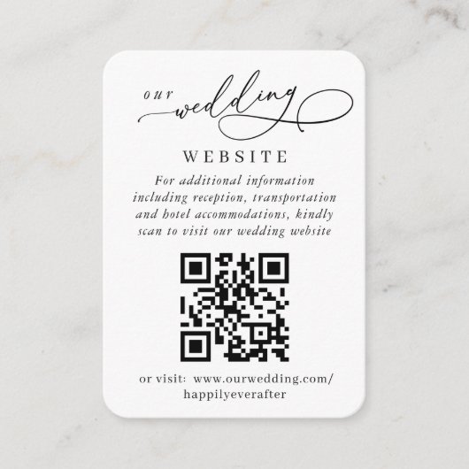 Eenvoudig Elegant Huwelijk QR Code Eenvoudige Deta Informatiekaartje (Voorkant)