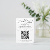 Eenvoudig Elegant Huwelijk QR Code Eenvoudige Deta Informatiekaartje (Staand voorkant)