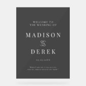 Eenvoudig Elegant Huwelijk WELKOM Zwart Acryl Bord (Voorkant)