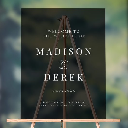 Eenvoudig Elegant Huwelijk WELKOM Zwart Acryl Bord (Neutraal)