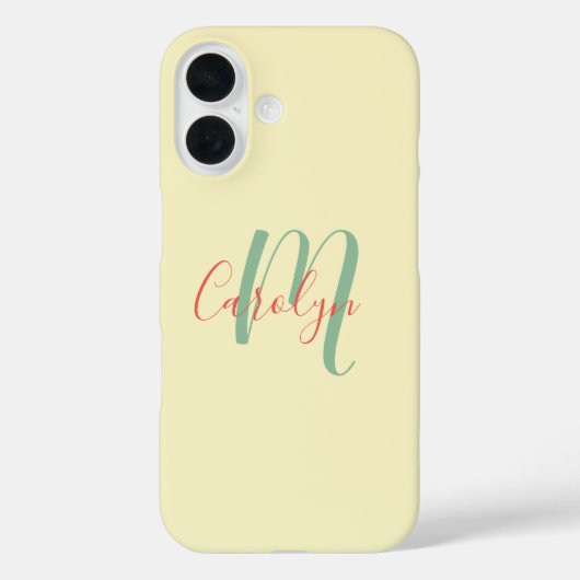 Eenvoudig, elegant, jouw naam en monogram op crème Case-Mate iPhone case (Achterkant)