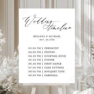 Eenvoudig Elegant Kalligrafie Huwelijk Tijdschema Poster