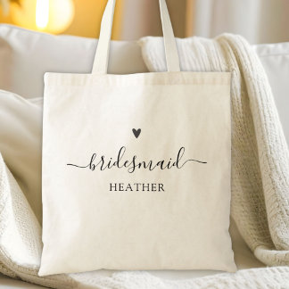 Eenvoudig Elegant Kalligrafie Schrift Bruidsmeisje Tote Bag