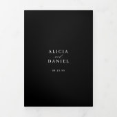 Eenvoudig elegant kalligrafiescript RSVP QR zwart Drieluik Uitnodiging (Cover)