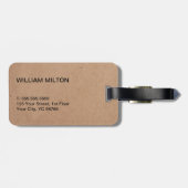 Eenvoudig Elegant Karton Grijze Streep Monogram Bagagelabel (Achterkant horizontaal)