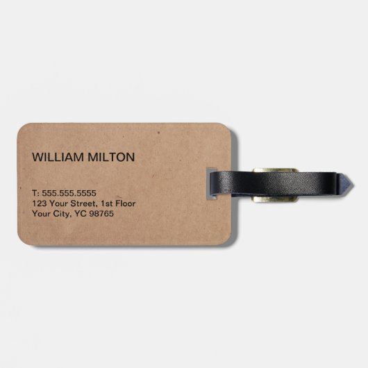 Eenvoudig Elegant Karton Grijze Streep Monogram Bagagelabel (Achterkant horizontaal)