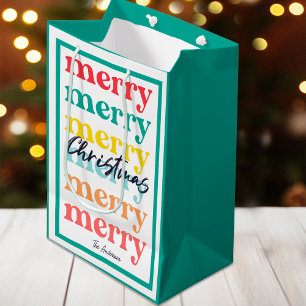 Eenvoudig Elegant Kleurrijk Rood Groen Prettig Ker Medium Cadeauzakje