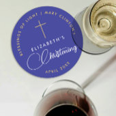 Eenvoudig Elegant Koninklijk Blauw Geloof Doop Gou Ronde Kartonnen Onderzetter