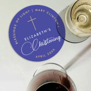 Eenvoudig Elegant Koninklijk Blauw Geloof Doop Gou Ronde Kartonnen Onderzetter