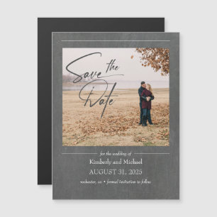 Eenvoudig Elegant Krijtbord Save the Date Foto Magnetische Uitnodiging