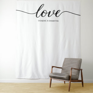 Eenvoudig Elegant Liefdesschrift Trouwachtergrond Wandkleed