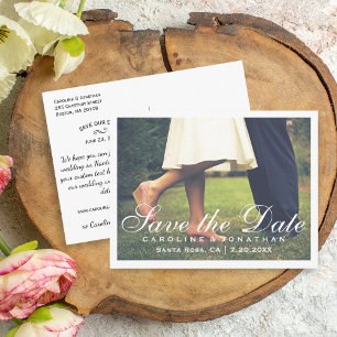 Eenvoudig Elegant Manuscript sparen de Foto van de Aankondigingskaart