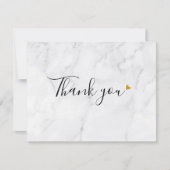 Eenvoudig Elegant Marmer Script Gouden Hart Bedankkaart (Voorkant)
