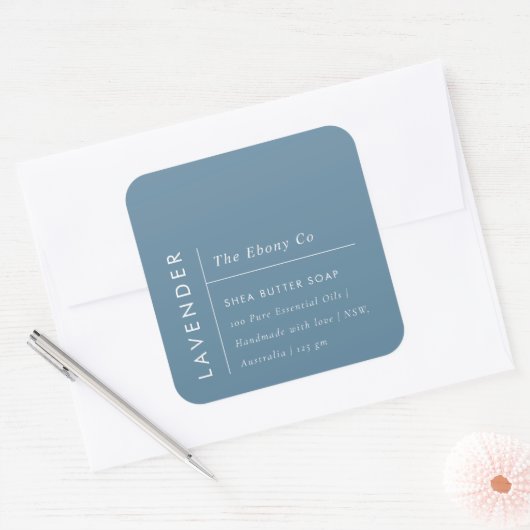 Eenvoudig Elegant Minimaal Dusky Blauw Zeep Label (Envelop)