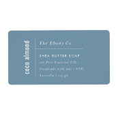 Eenvoudig Elegant Minimaal Dusky Blauw Zeep Label (Voorkant)