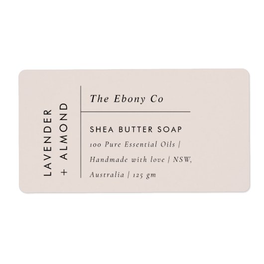 Eenvoudig Elegant Minimaal Dusky Blush Zeep Label (Voorkant)