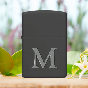 Eenvoudig Elegant Minimaal Grijs Monogram Op Zwart