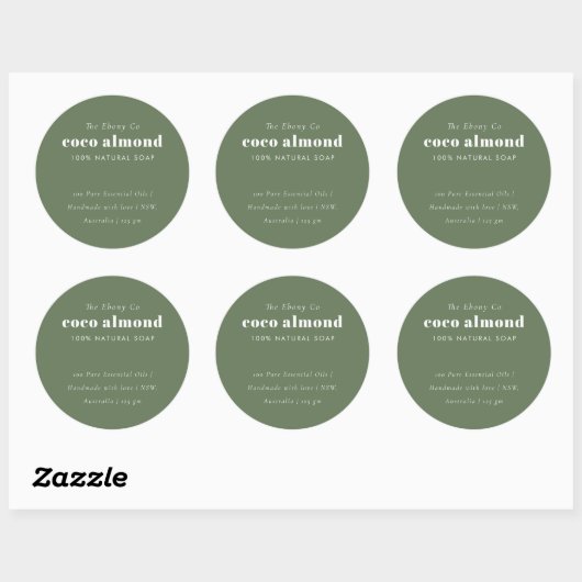 Eenvoudig Elegant Minimaal Rustiek Groene Zeep Lab Ronde Sticker (Vel)