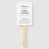 Eenvoudig Elegant Minimaal Zwart Wit Trouwprogramm Handwaaier (Voorkant)