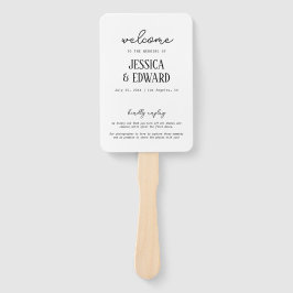 Eenvoudig Elegant Minimaal Zwart Wit Trouwprogramm Handwaaier