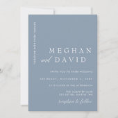 Eenvoudig Elegant Minimal Modern Dusty Blue Wedden Kaart (Voorkant)